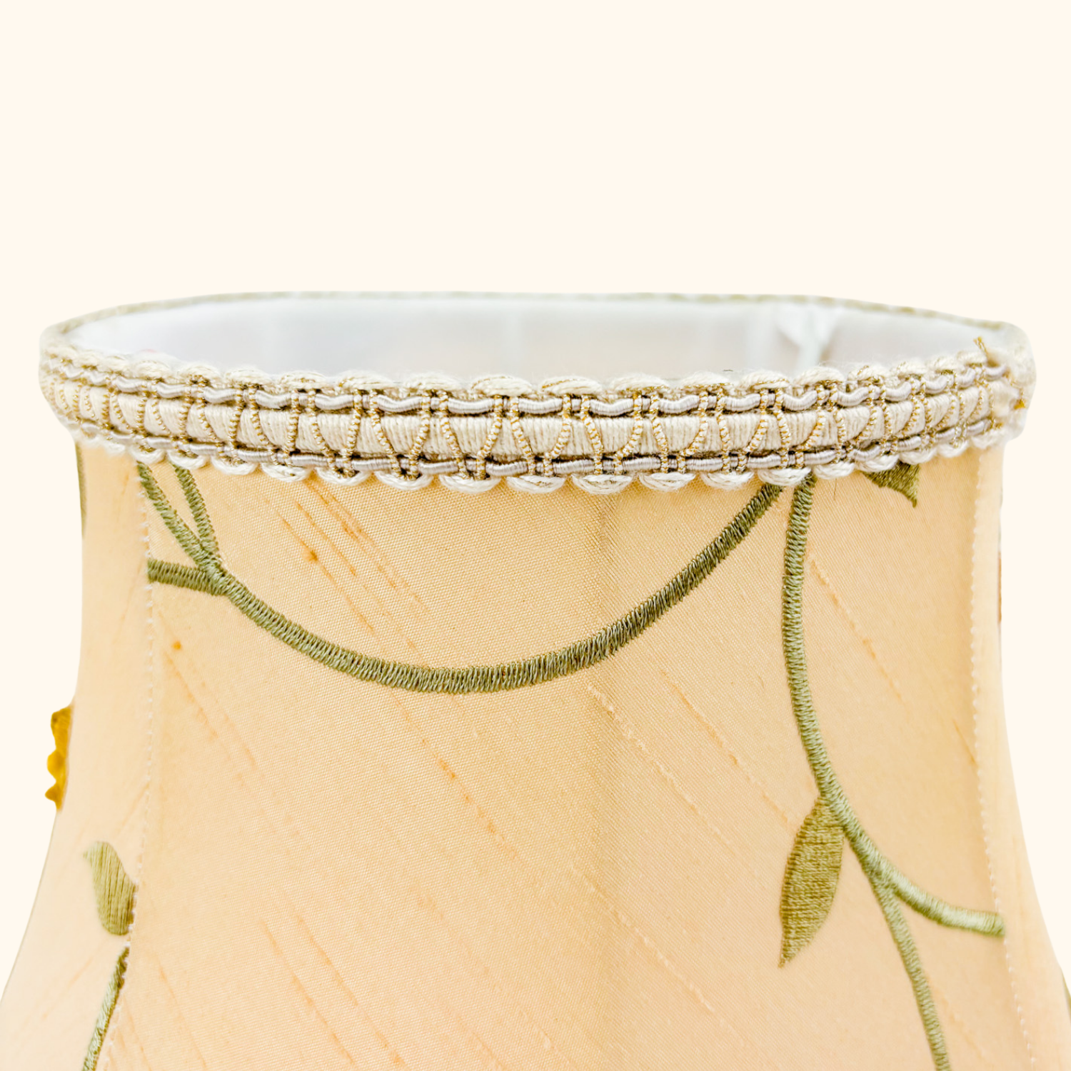 Vintage Floral Silk Embroidered Bell Lampshade Sunshine Thrift