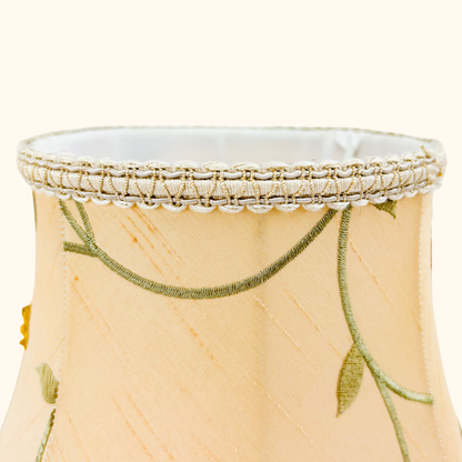 Vintage Floral Silk Embroidered Bell Lampshade Sunshine Thrift