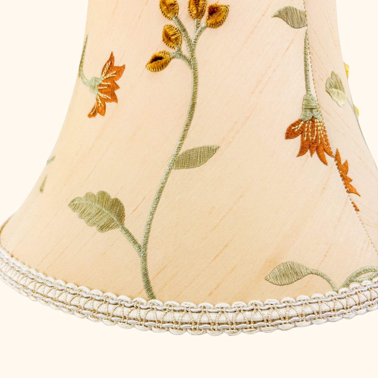 Vintage Floral Silk Embroidered Bell Lampshade Sunshine Thrift