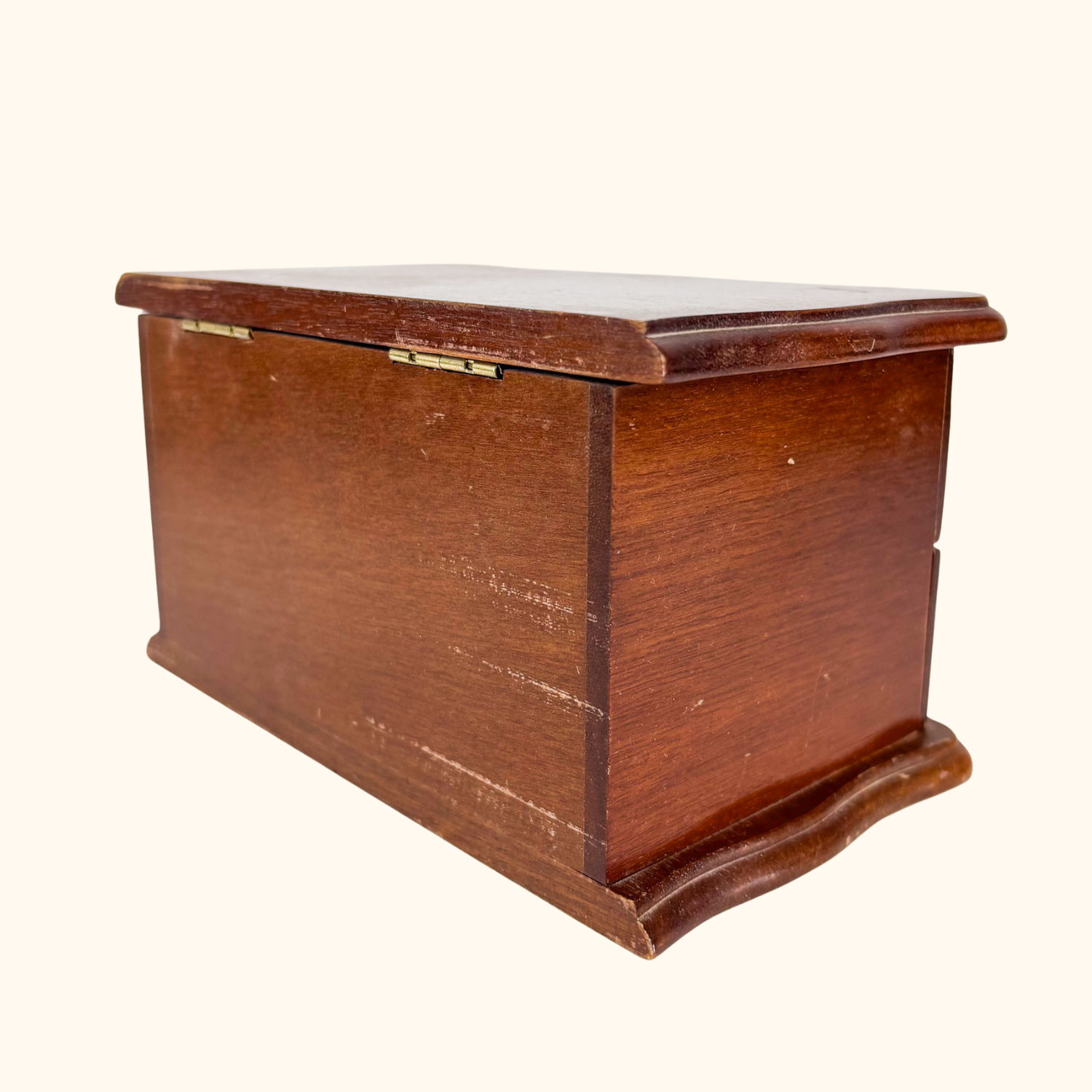Vintage Wood Jewellery Box Brass Handles Sunshine Thrift
