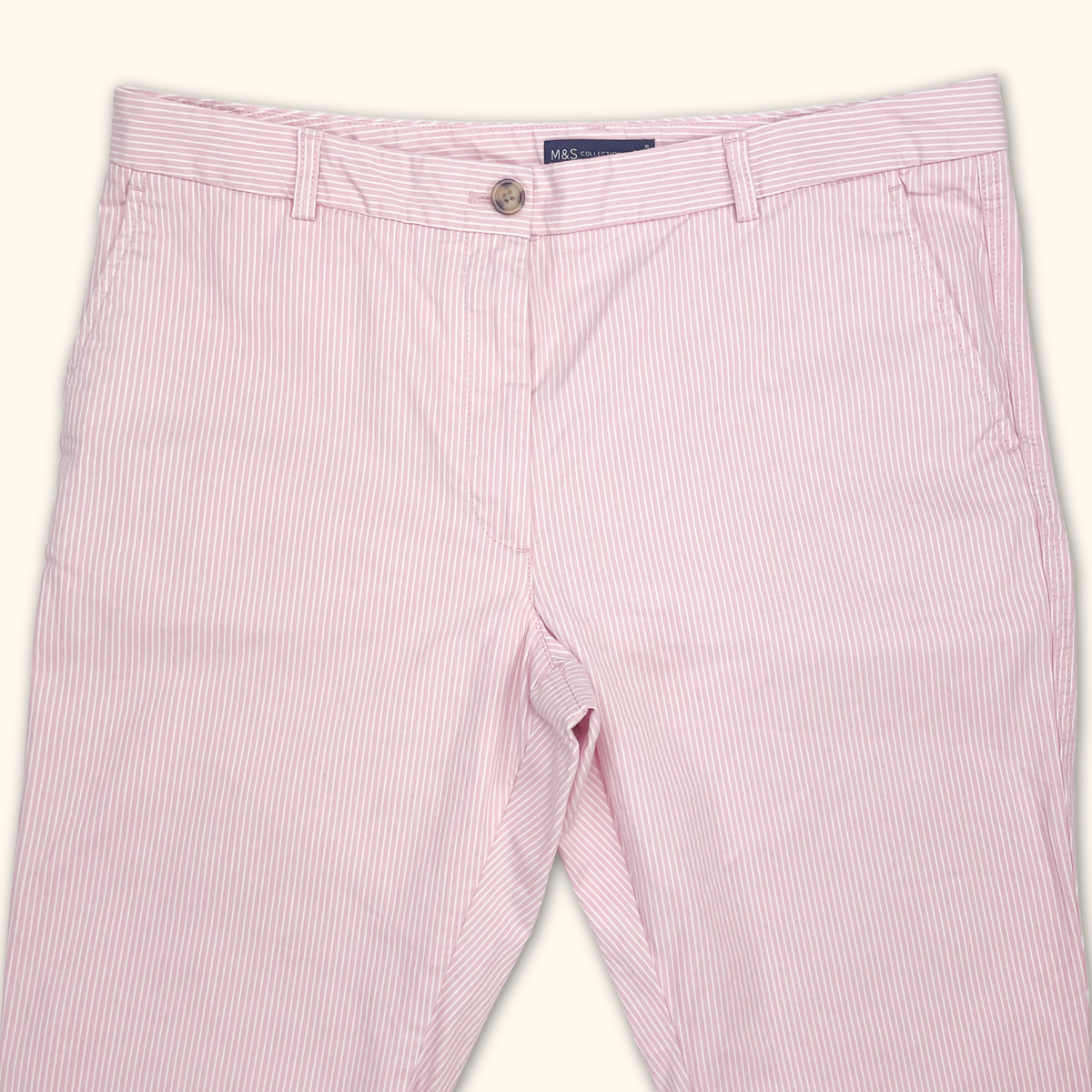 M&amp;S Pink Pinstripe Tailored Trousers - Size 16