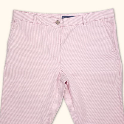 M&amp;S Pink Pinstripe Tailored Trousers - Size 16