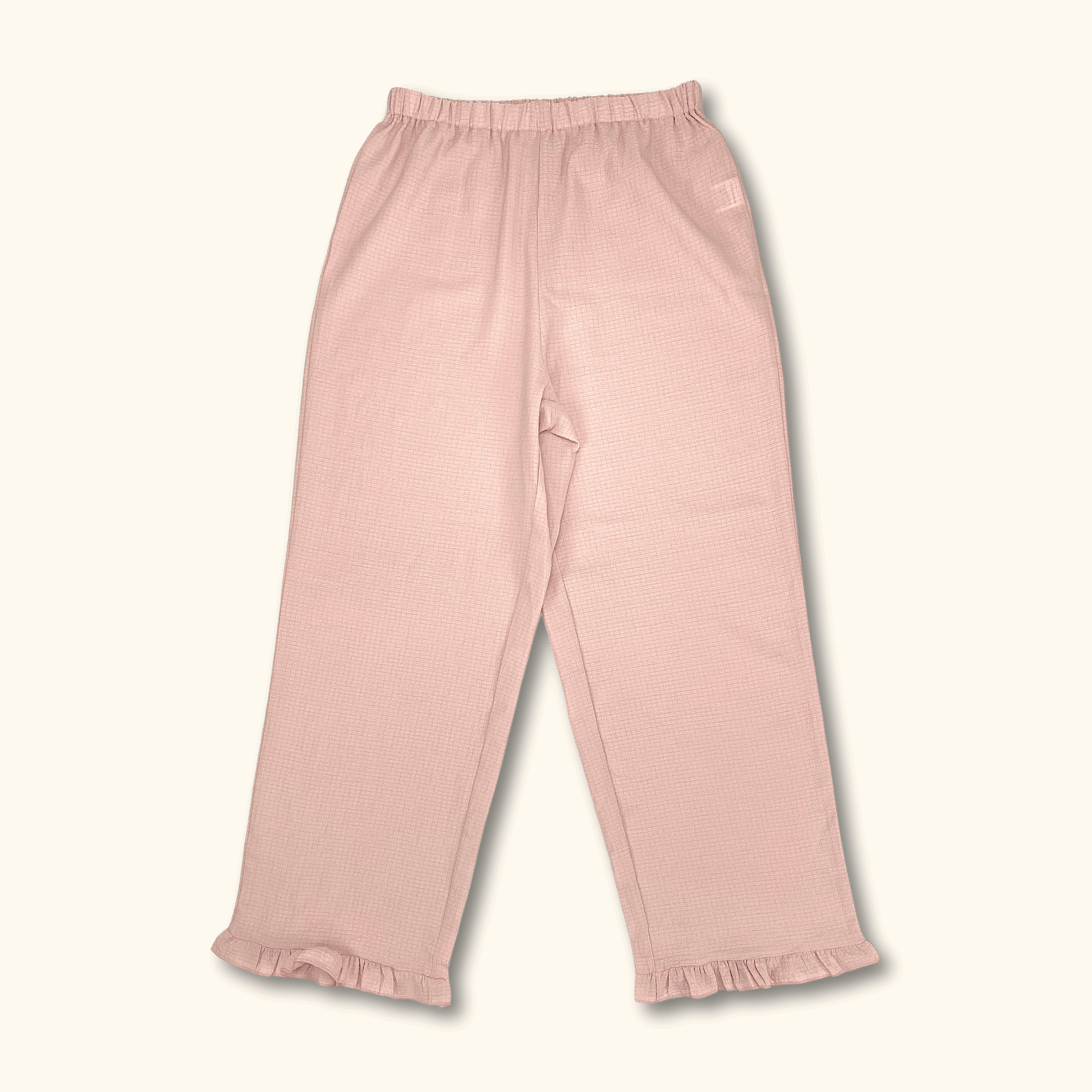 Light Pink Wide Leg Frill High Waisted Trousers - Size Large - Sunshine Thrift - Trousers