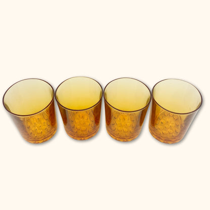 Hobnail Amber Drinking Glasses - Set of 4 -  - Glasses