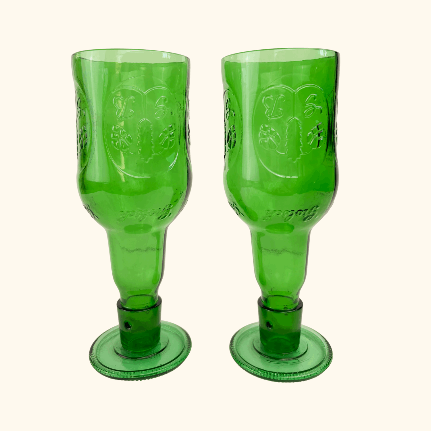 Grolsch Glass Green Bottle Wine Glasses - Set of 2 Sunshine Thrift