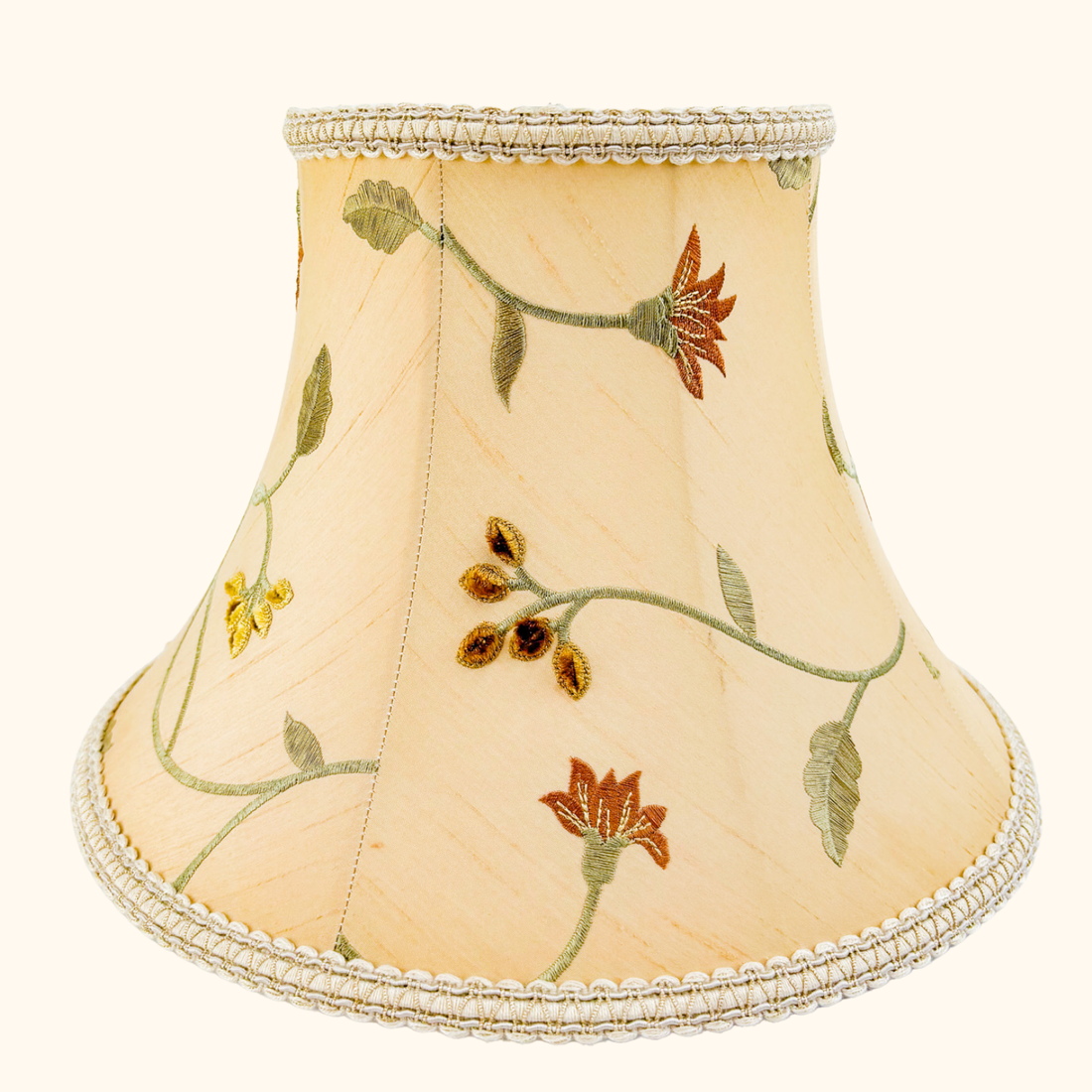 Vintage Floral Silk Embroidered Bell Lampshade Sunshine Thrift
