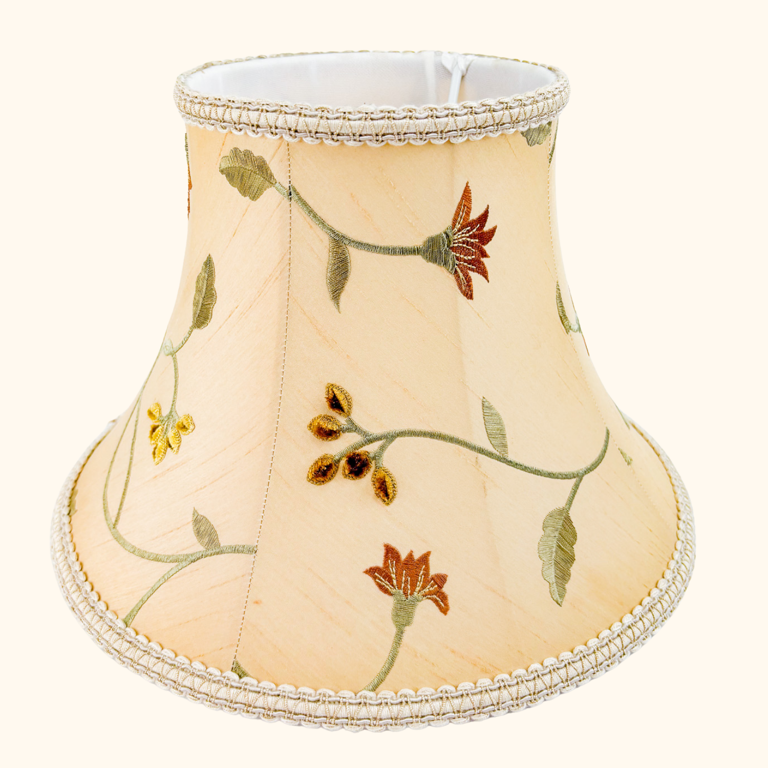 Vintage Floral Silk Embroidered Bell Lampshade Sunshine Thrift
