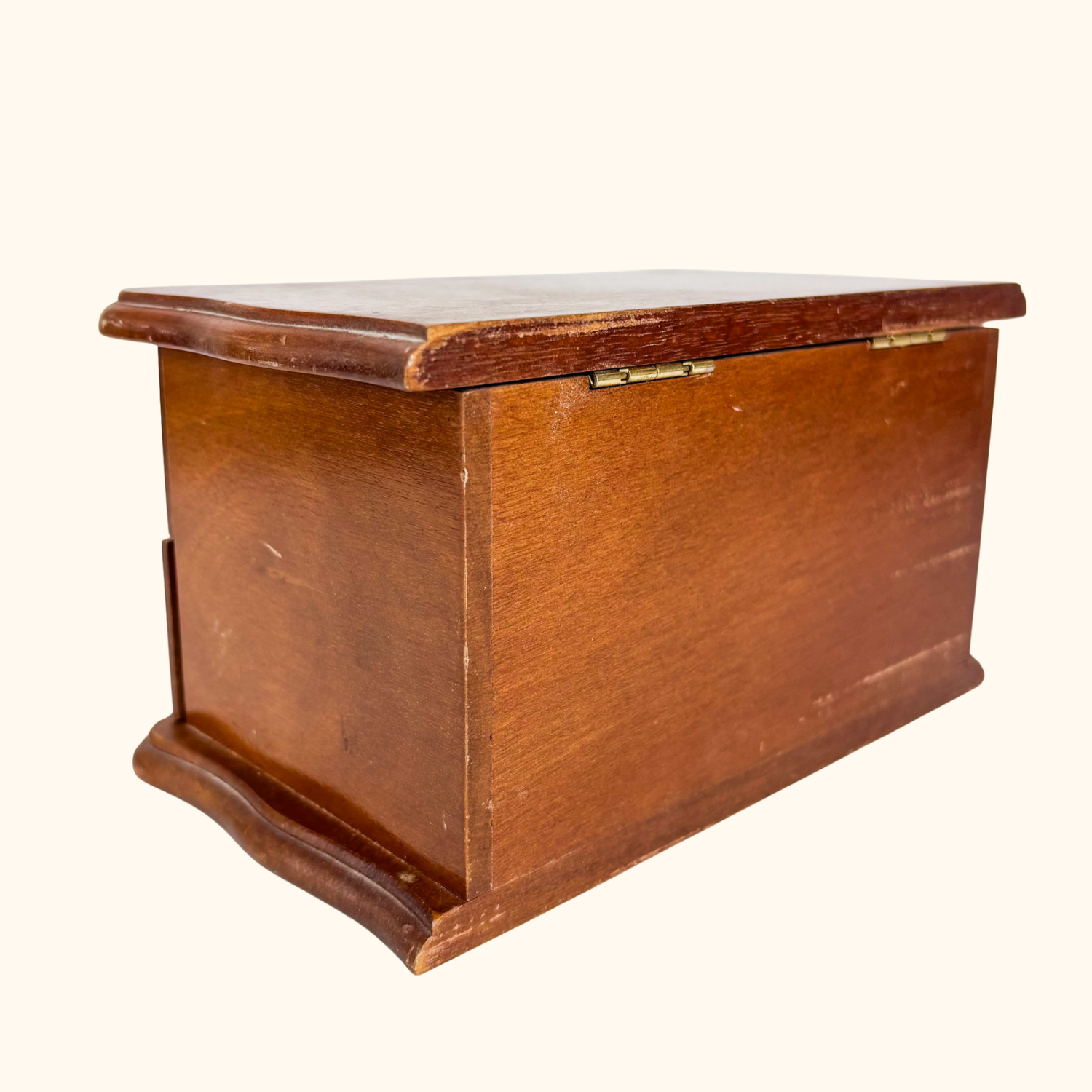 Vintage Wood Jewellery Box Brass Handles Sunshine Thrift
