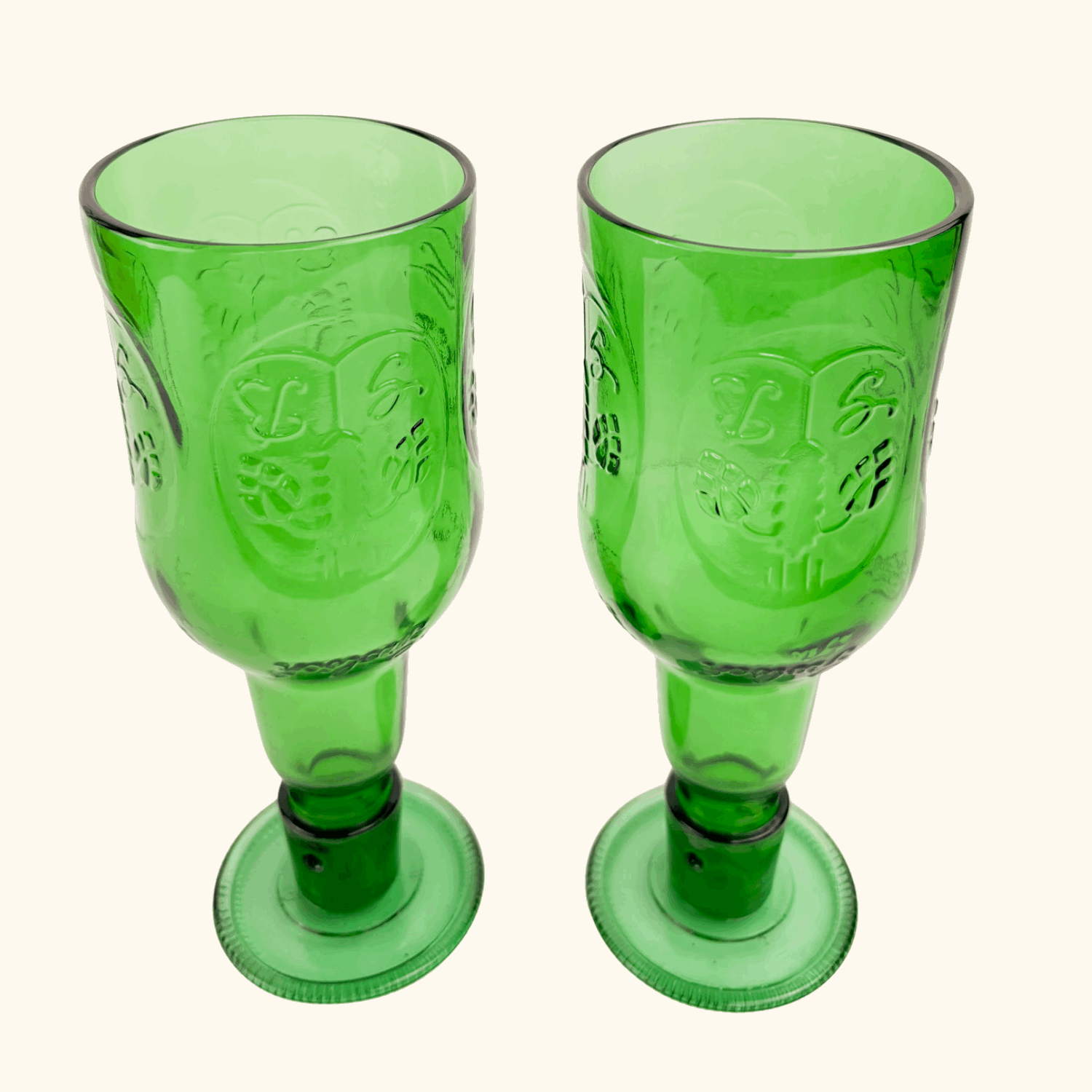 Grolsch Glass Green Bottle Wine Glasses - Set of 2 Sunshine Thrift