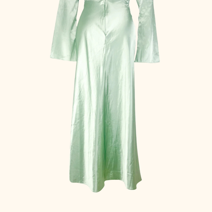 Topshop Green Satin Cutwork Occasion Maxi Dress - Size 8 Topshop