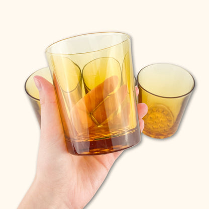 Hobnail Amber Drinking Glasses - Set of 4 -  - Glasses