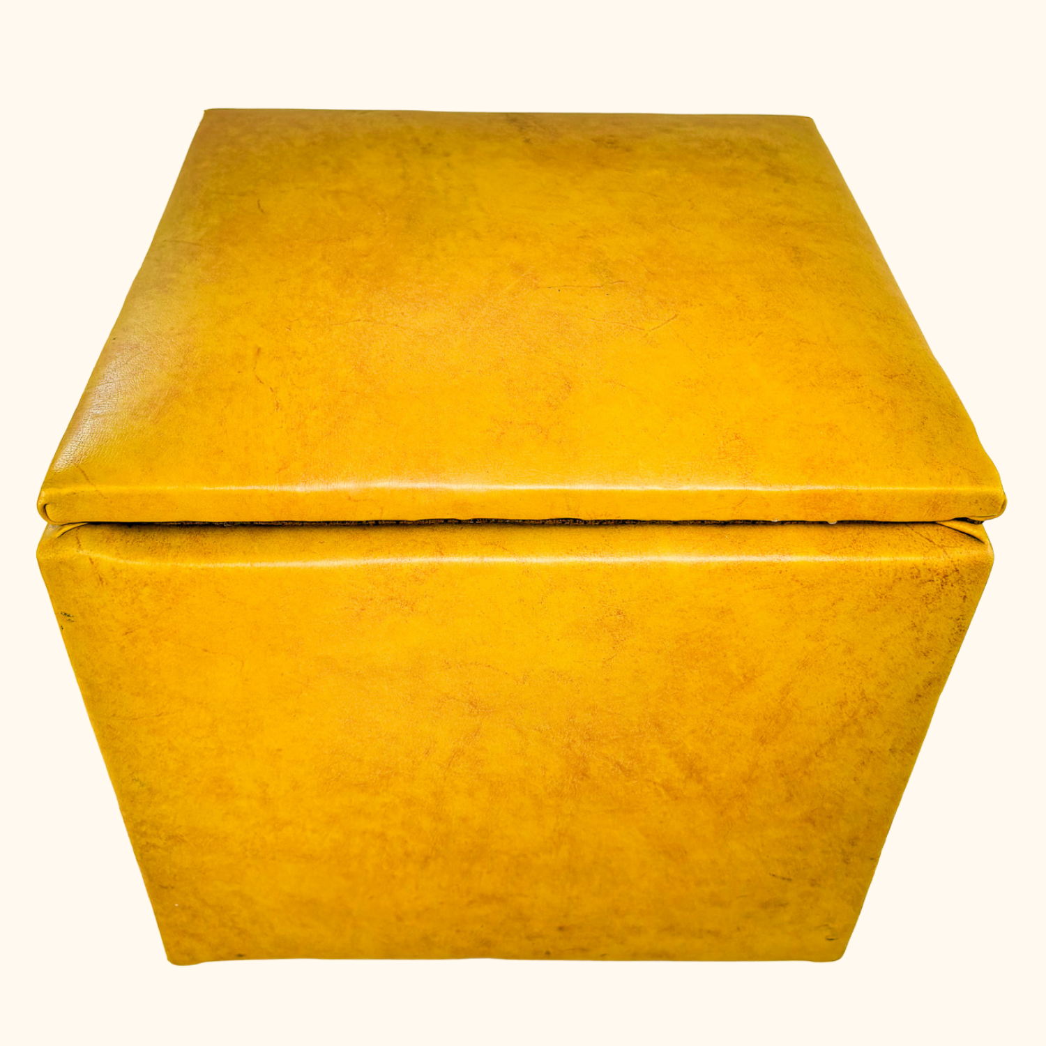 Mid Century Mustard Yellow Cube Footstool Ottoman Sunshine Thrift