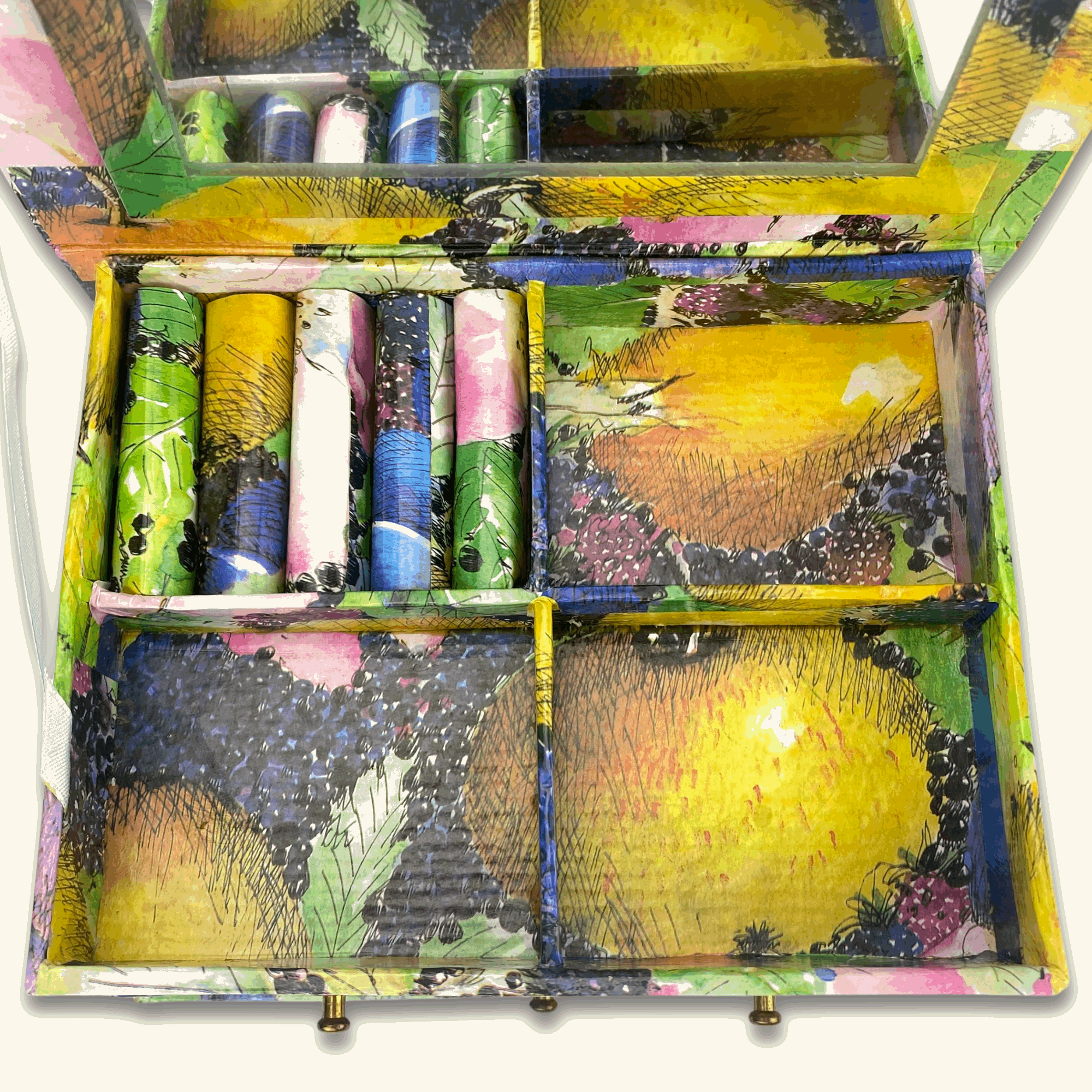 Colourful Paper Jewellery Box with Drawers and Mirror - Sunshine Thrift - Decoration