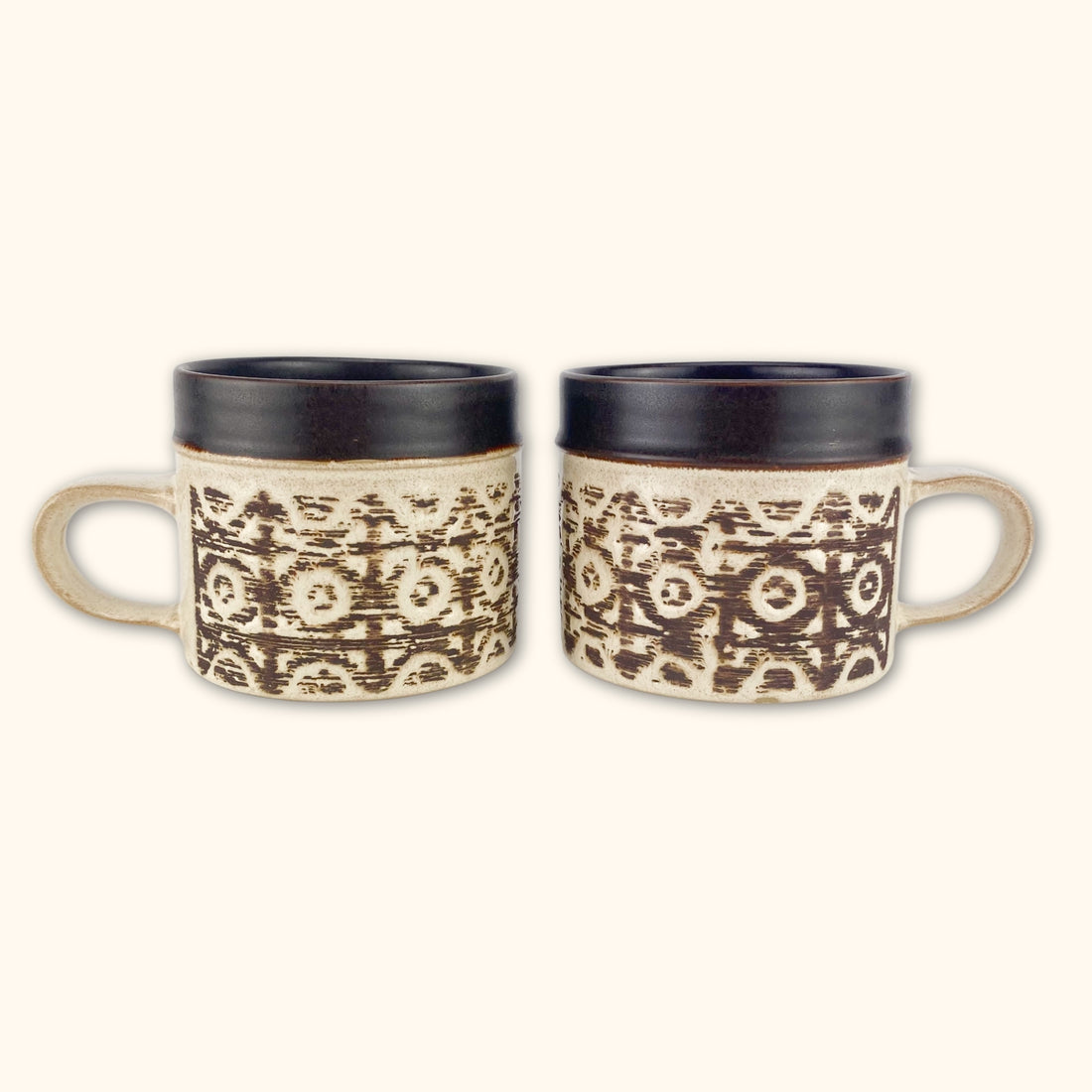 Denby Pottery Brown and Cream Mugs - Set of 2 -  - Kitchenware