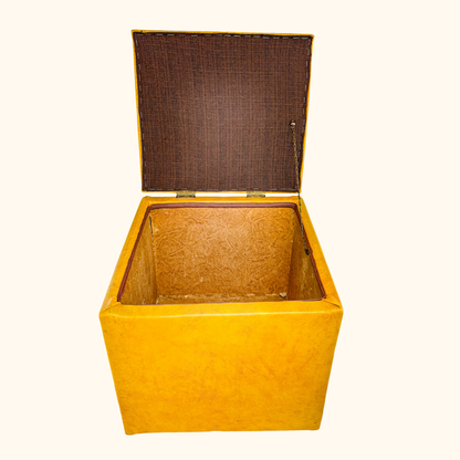 Mid Century Mustard Yellow Cube Footstool Ottoman Sunshine Thrift