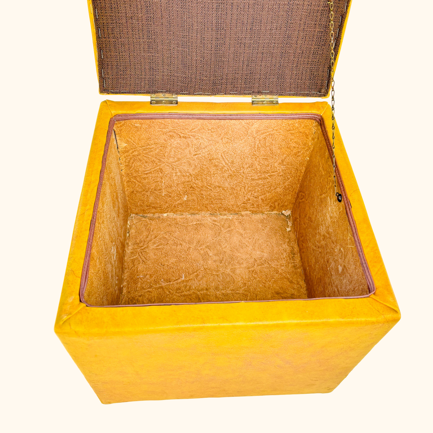 Mid Century Mustard Yellow Cube Footstool Ottoman Sunshine Thrift