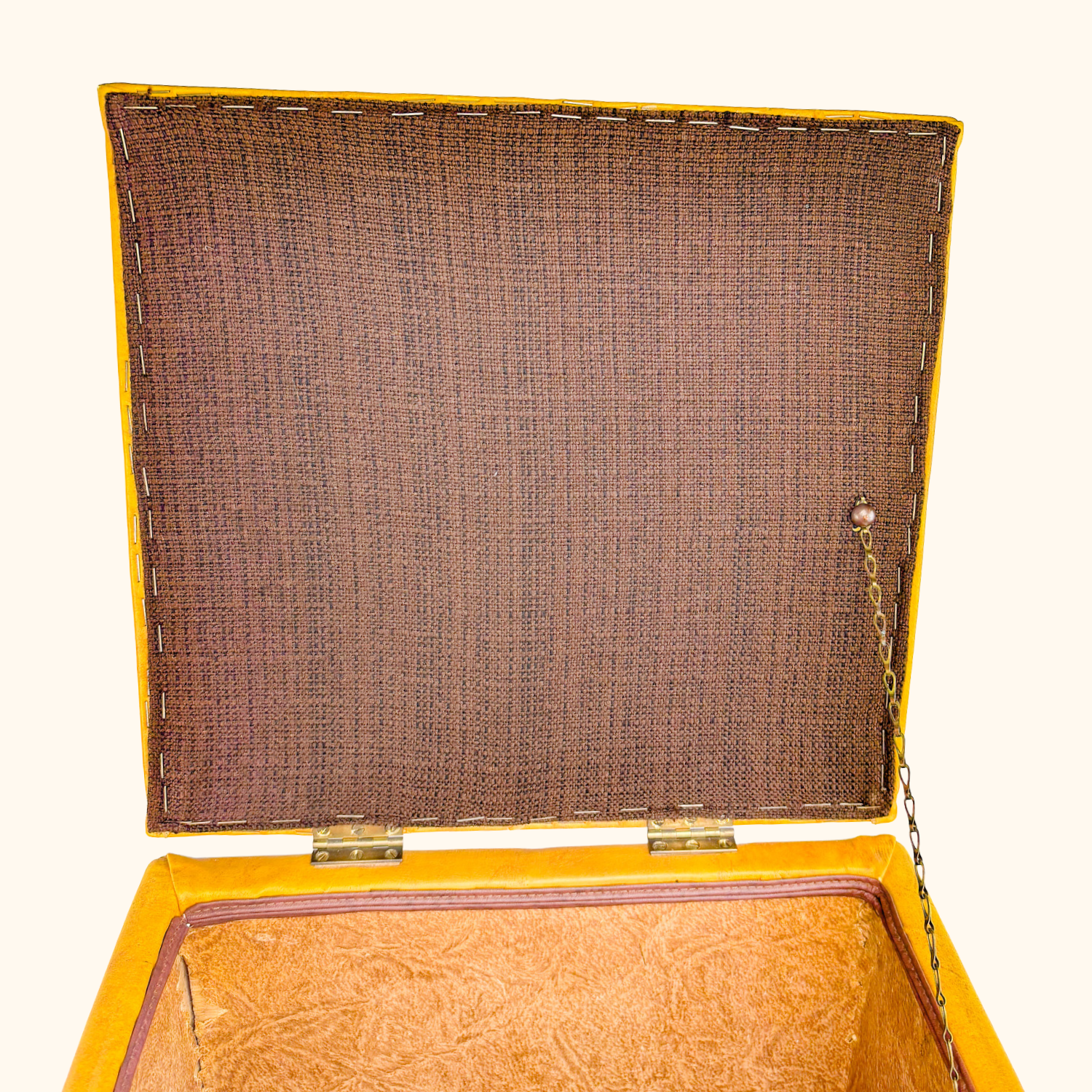 Mid Century Mustard Yellow Cube Footstool Ottoman Sunshine Thrift