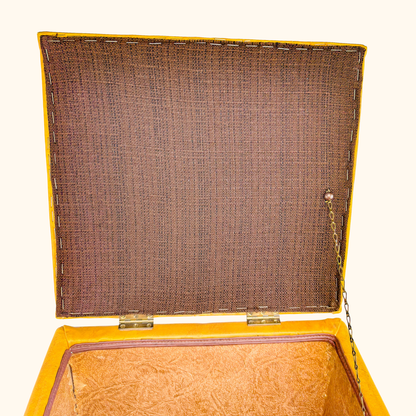 Mid Century Mustard Yellow Cube Footstool Ottoman Sunshine Thrift