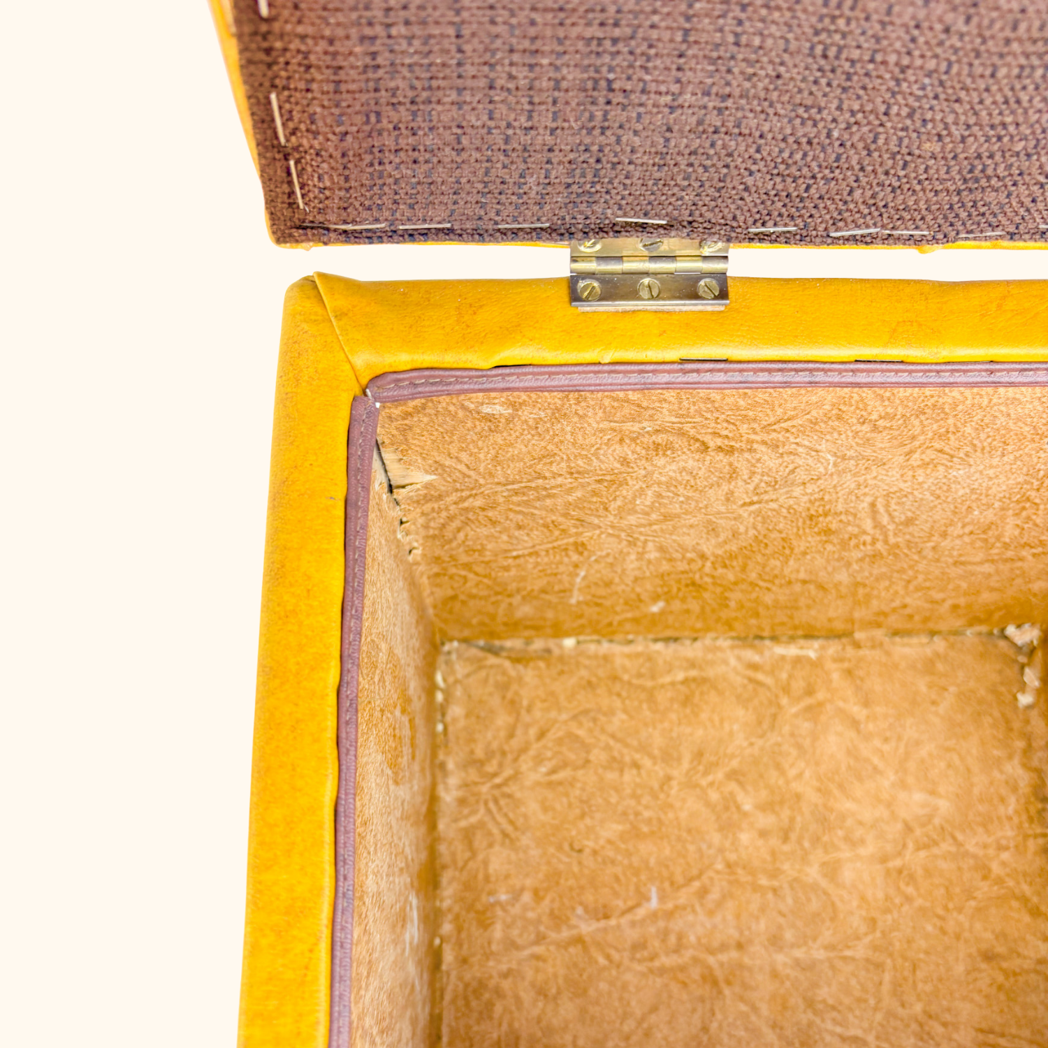 Mid Century Mustard Yellow Cube Footstool Ottoman Sunshine Thrift