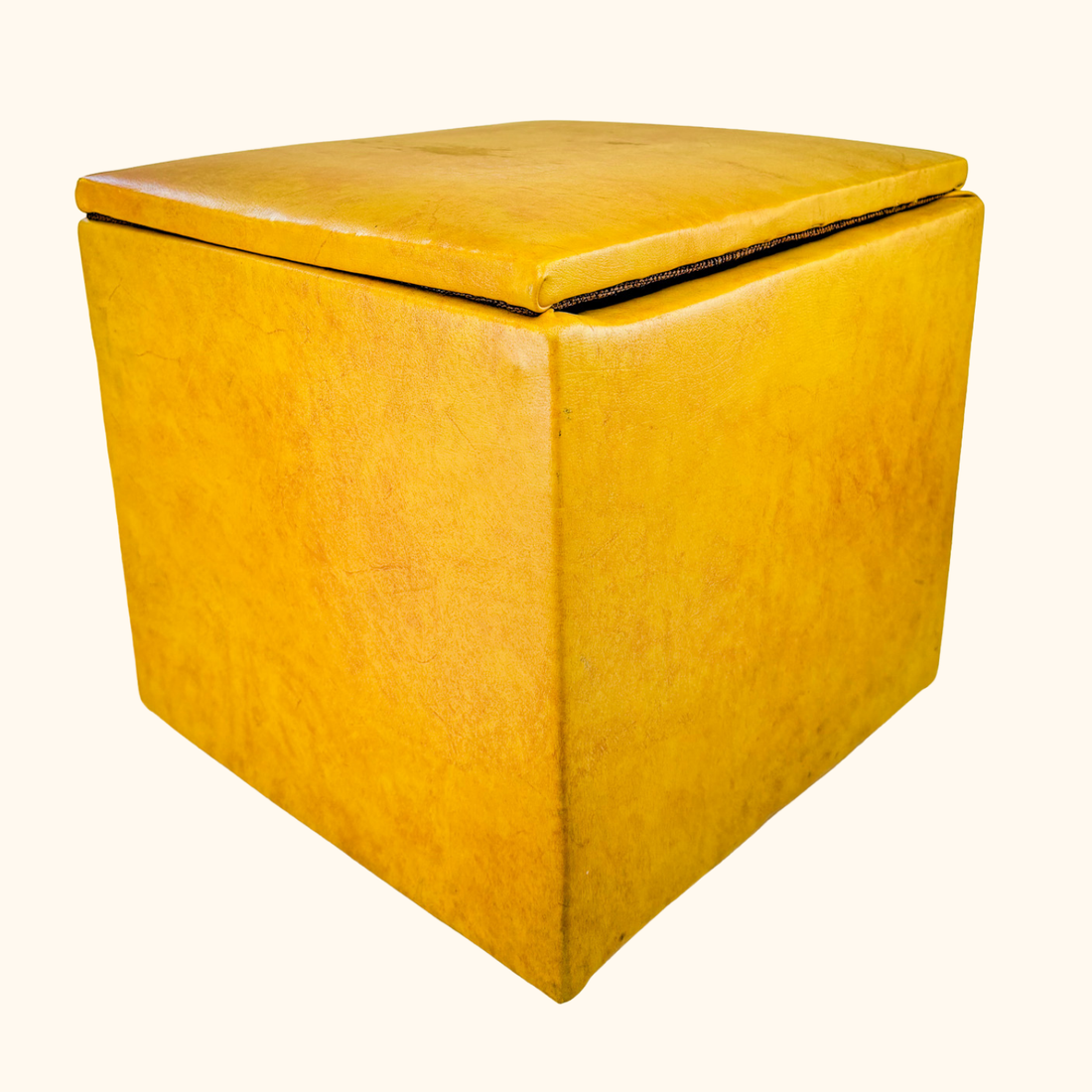 Mid Century Mustard Yellow Cube Footstool Ottoman Sunshine Thrift