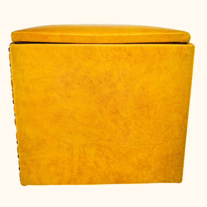 Mid Century Mustard Yellow Cube Footstool Ottoman Sunshine Thrift