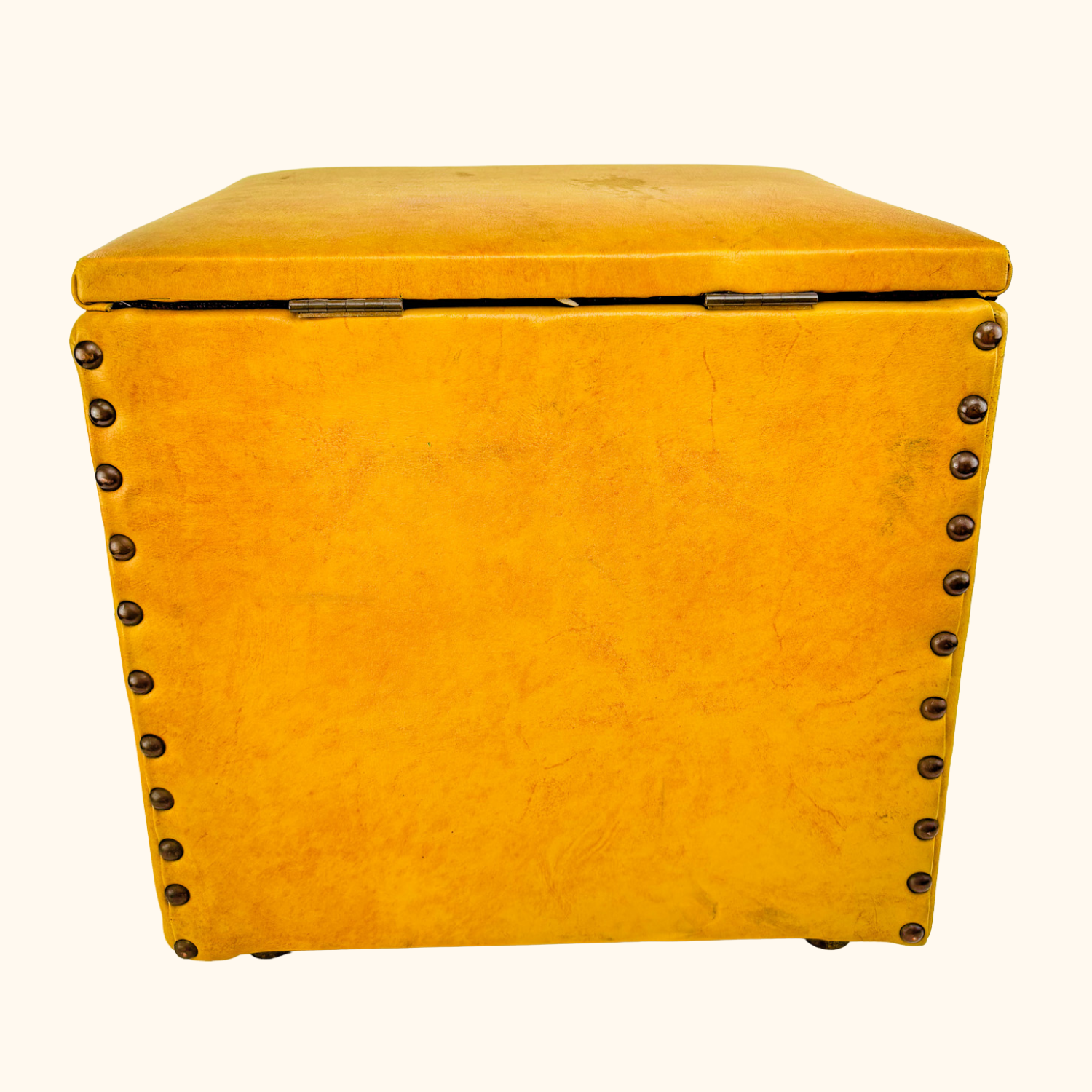 Mid Century Mustard Yellow Cube Footstool Ottoman Sunshine Thrift