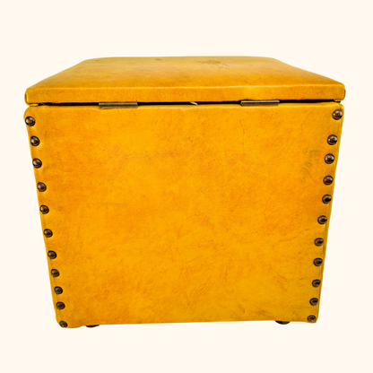 Mid Century Mustard Yellow Cube Footstool Ottoman Sunshine Thrift