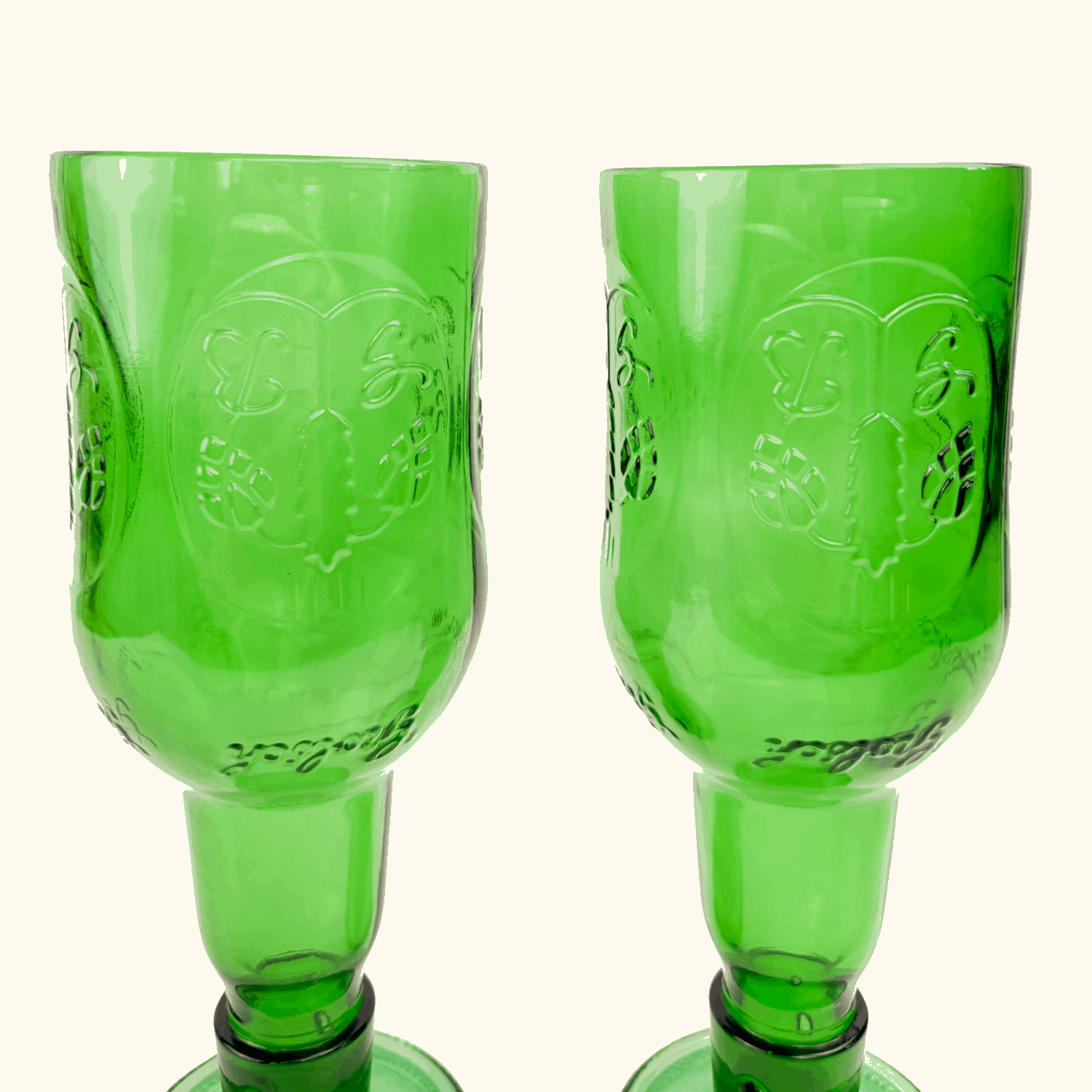 Grolsch Glass Green Bottle Wine Glasses - Set of 2 Sunshine Thrift
