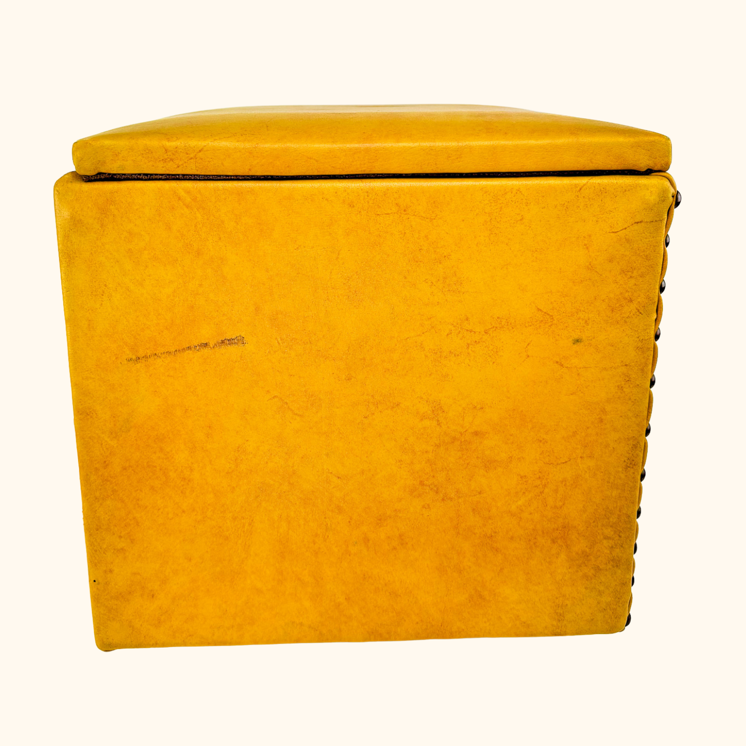 Mid Century Mustard Yellow Cube Footstool Ottoman Sunshine Thrift
