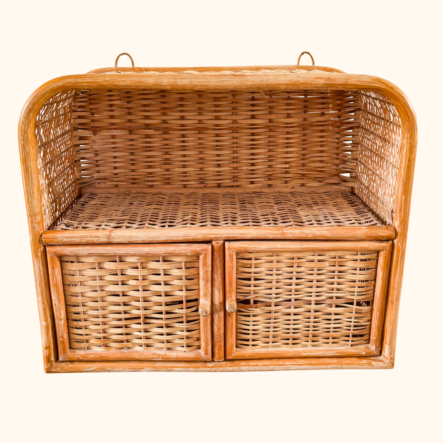 Wicker Rattan Vintage 1970s Wall Storage Sunshine Thrift