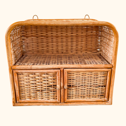 Wicker Rattan Vintage 1970s Wall Storage Sunshine Thrift