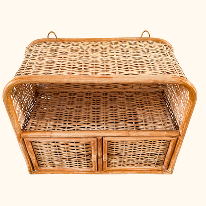 Wicker Rattan Vintage 1970s Wall Storage Sunshine Thrift