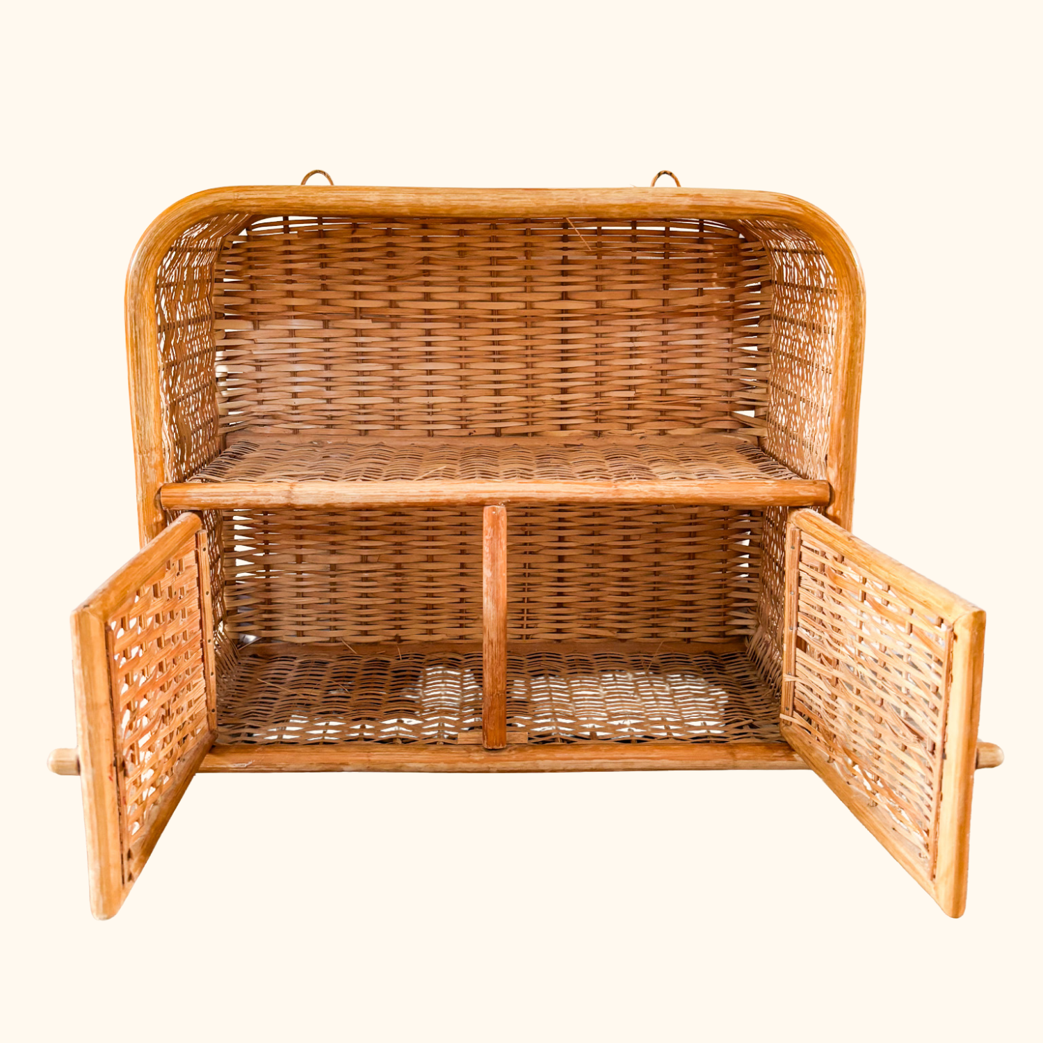 Wicker Rattan Vintage 1970s Wall Storage Sunshine Thrift