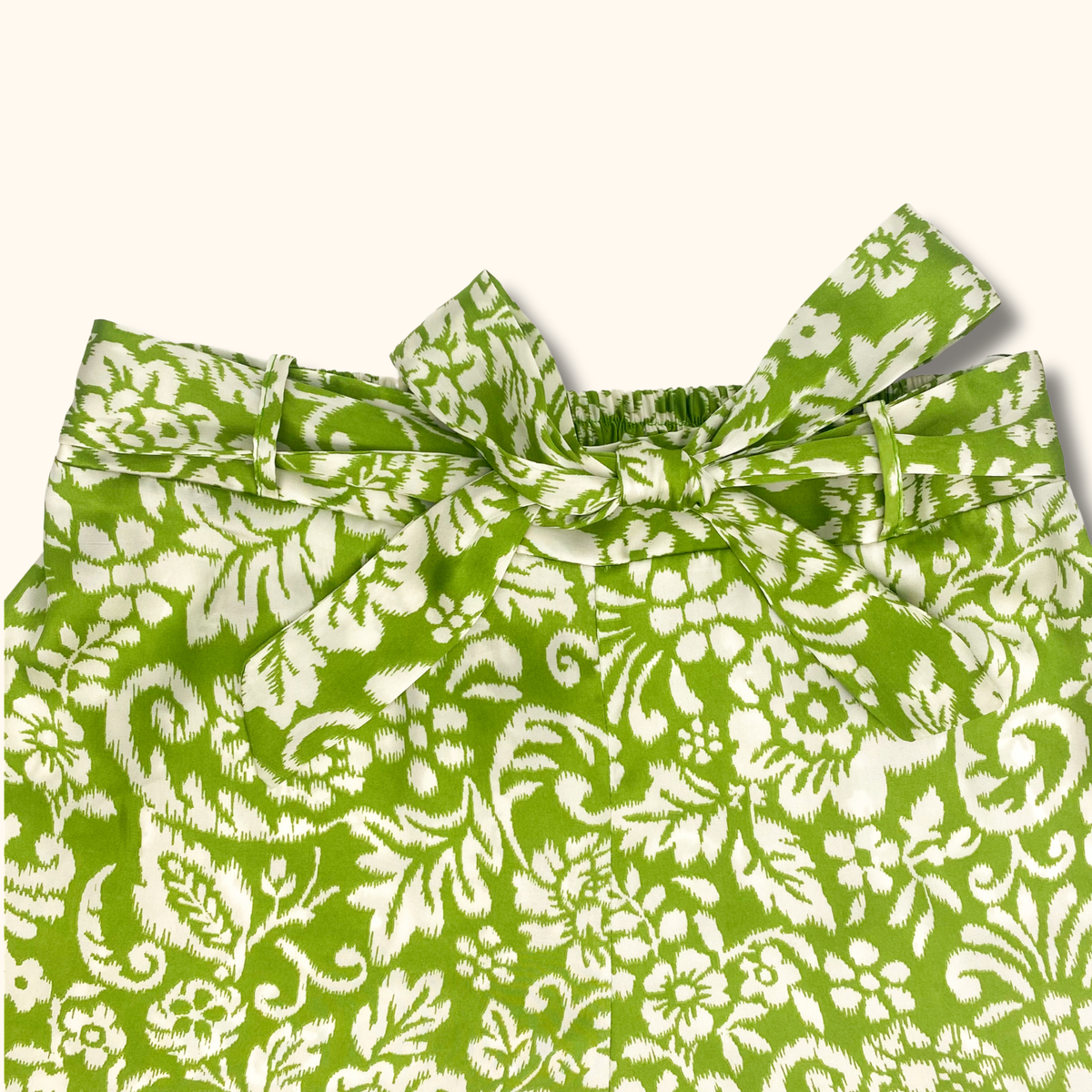 River Island Green Floral Satin Flowy Shorts High Waist - Size 8
