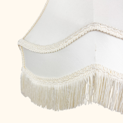Large Cream Satin Fringe Bell Lampshade