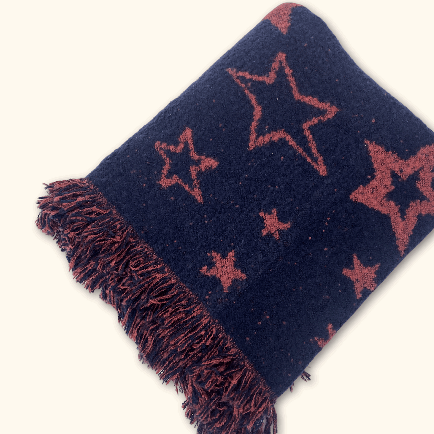 Navy and Pink Reversible Cashmere Star Scarf