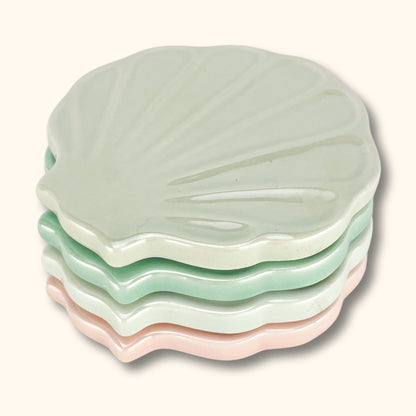 Clam Shell Ceramic Coasters - Set of 4 - Sunshine Thrift - Kitchenware