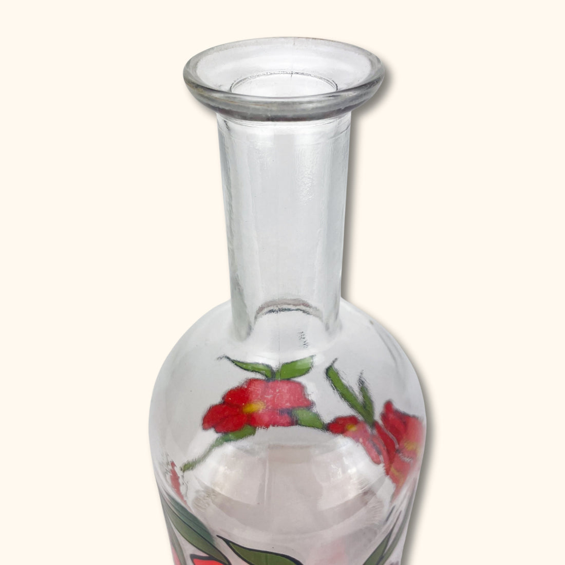Red Flower Bottle Glass Vase -  - Vases