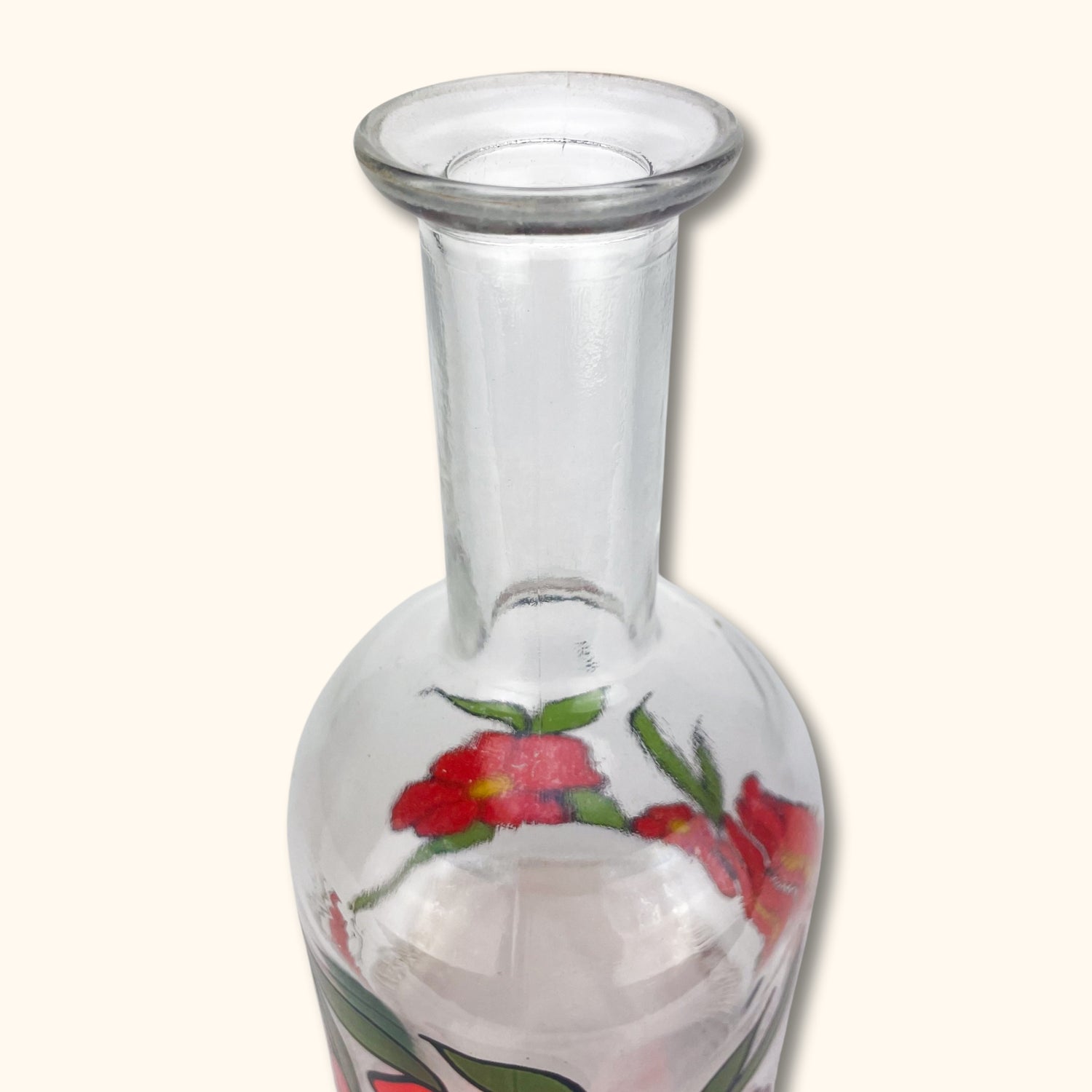 Red Flower Bottle Glass Vase - Sunshine Thrift - Vases