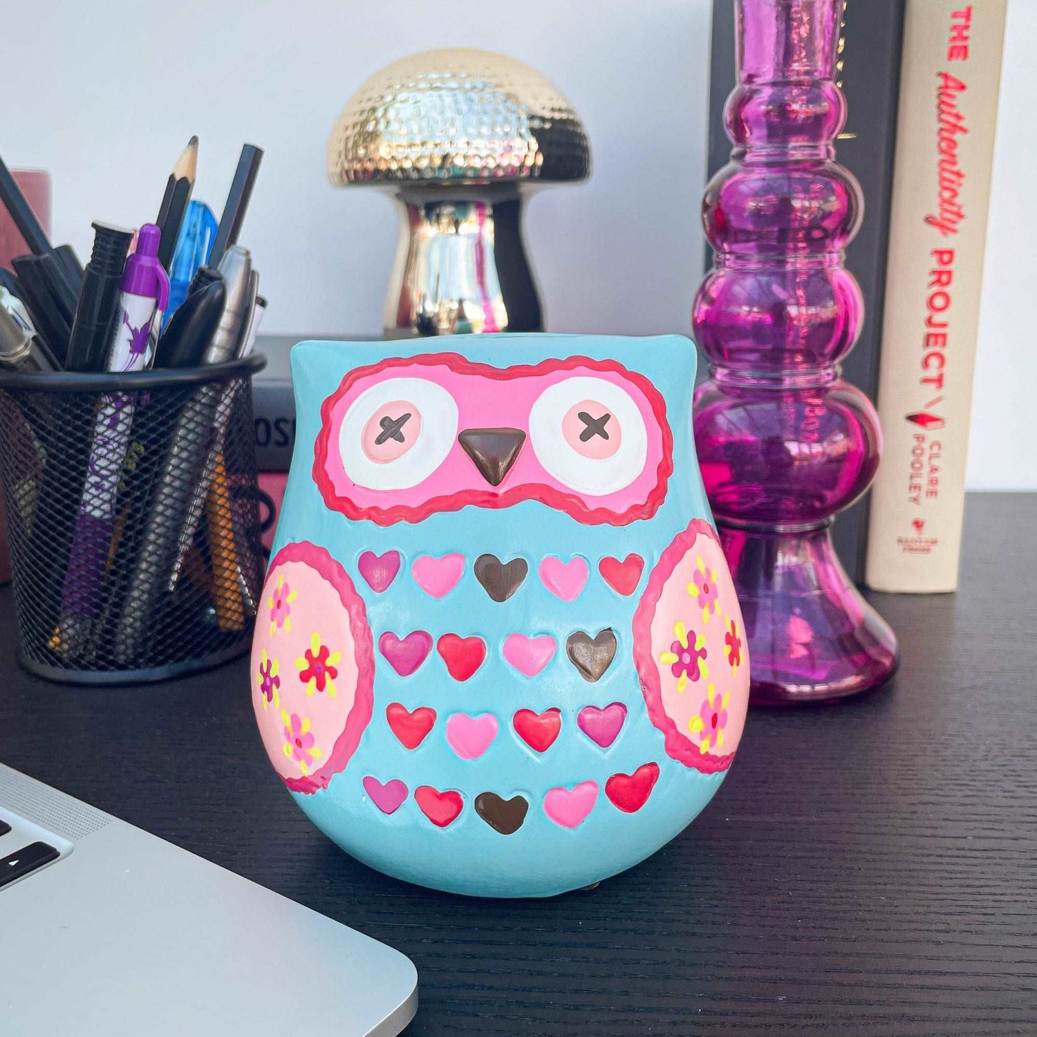 Blue and Pink Owl Shaped Unique Piggy Bank - Sunshine Thrift - Ornaments