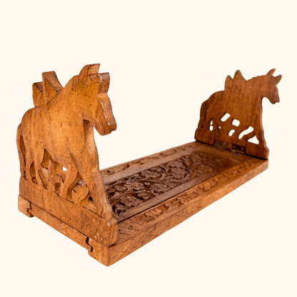 Vintage Hand Carved Horse Book Slide -  - Decoration