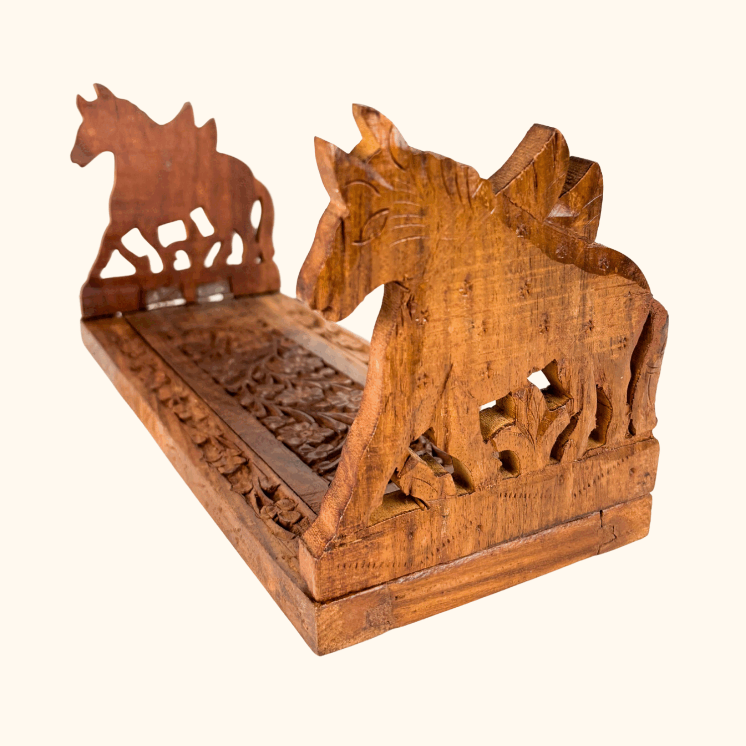 Vintage Hand Carved Horse Book Slide -  - Decoration