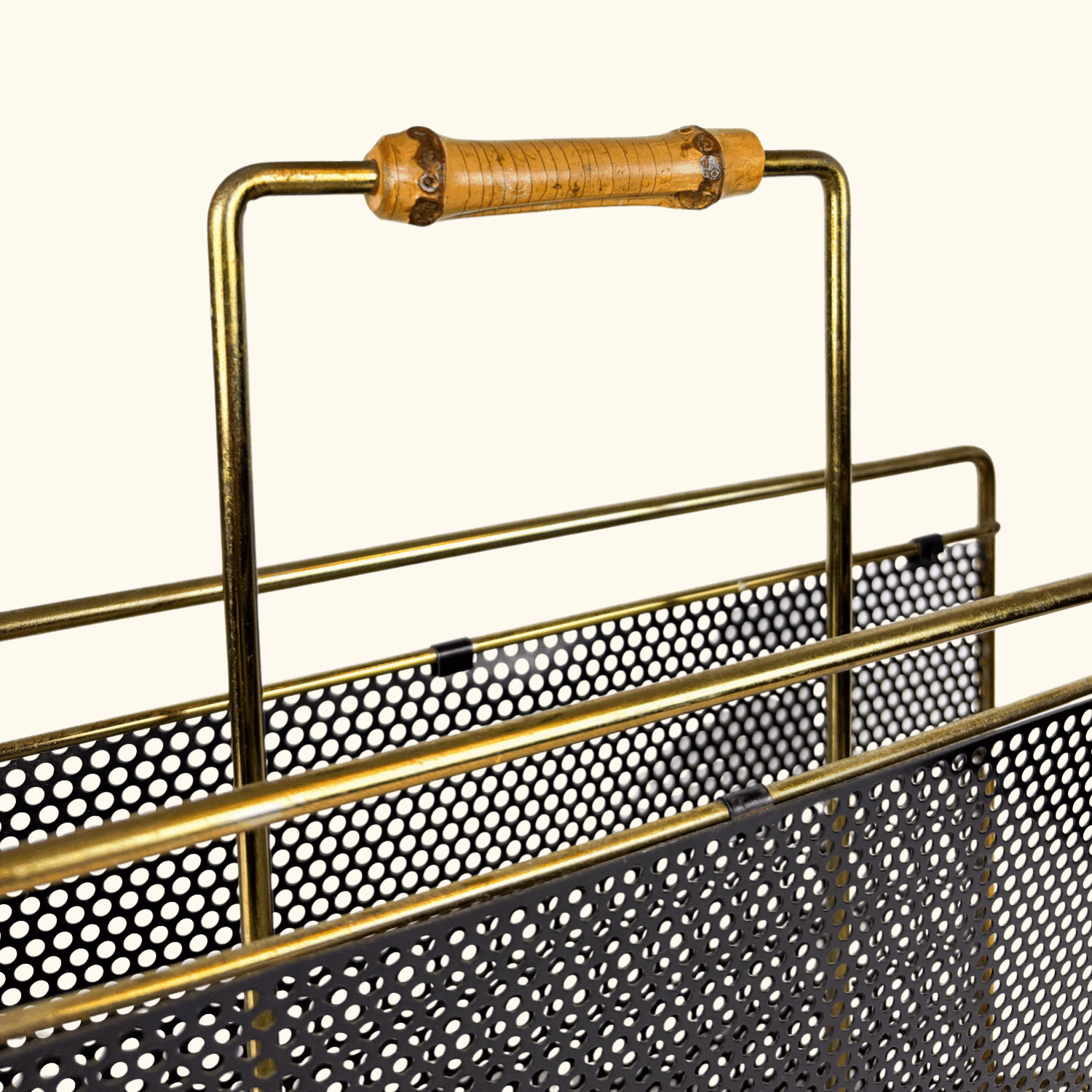 Mid-Century Gold Tone Metal Wire Magazine Rack Sunshine Thrift