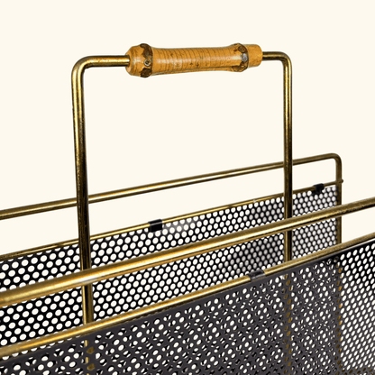 Mid-Century Gold Tone Metal Wire Magazine Rack Sunshine Thrift