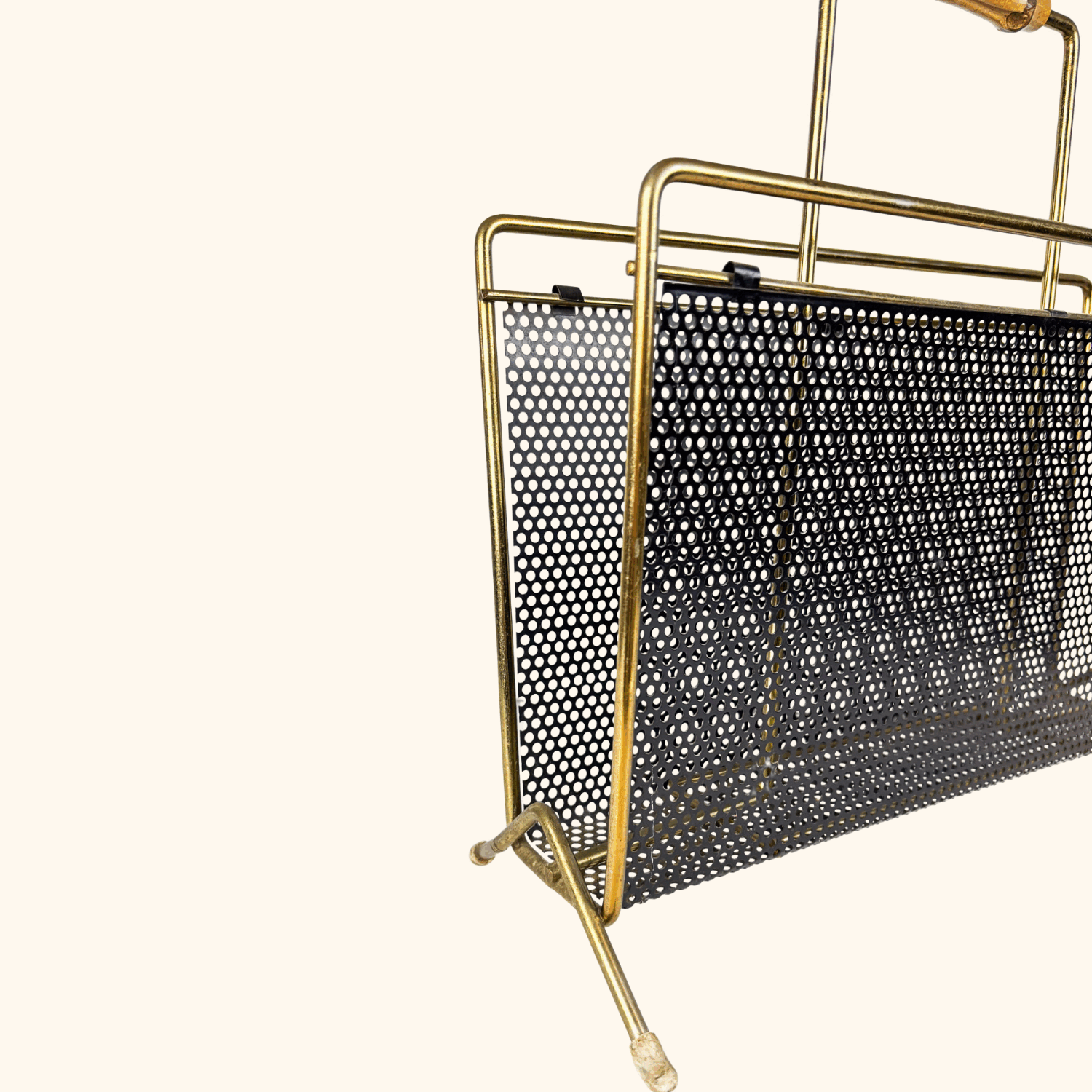Mid-Century Gold Tone Metal Wire Magazine Rack Sunshine Thrift