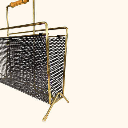 Mid-Century Gold Tone Metal Wire Magazine Rack Sunshine Thrift