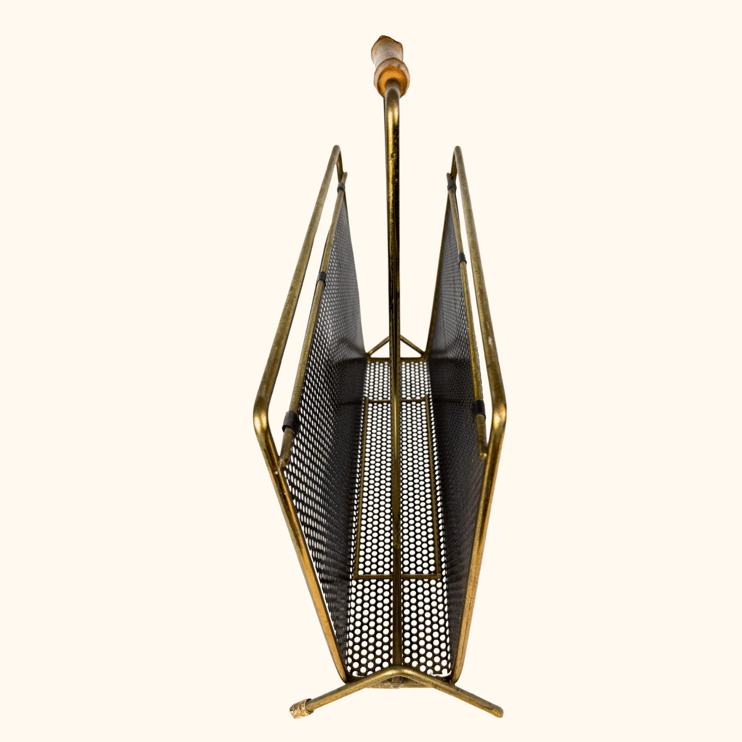 Mid-Century Gold Tone Metal Wire Magazine Rack Sunshine Thrift