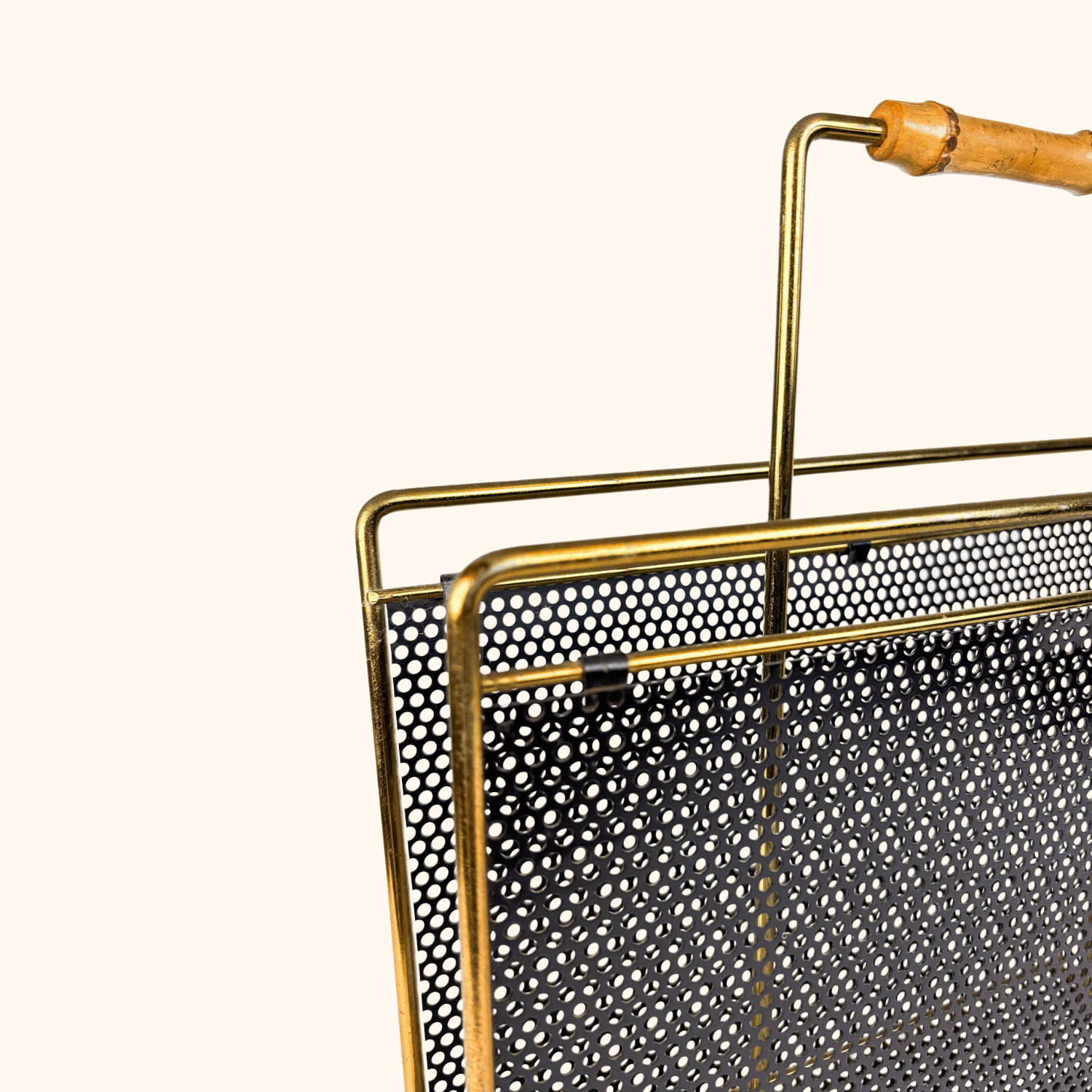 Mid-Century Gold Tone Metal Wire Magazine Rack Sunshine Thrift