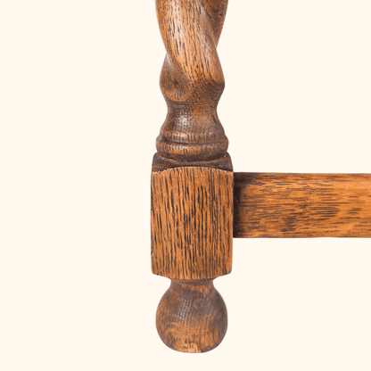 Hand Carved Oak Wood Footstool Sunshine Thrift