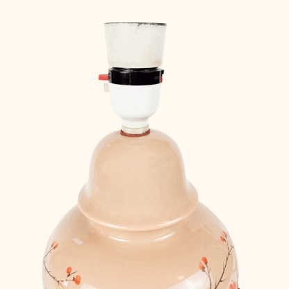 Chinese Oriental Blush Pink Floral Jar Lamp -  - Lighting